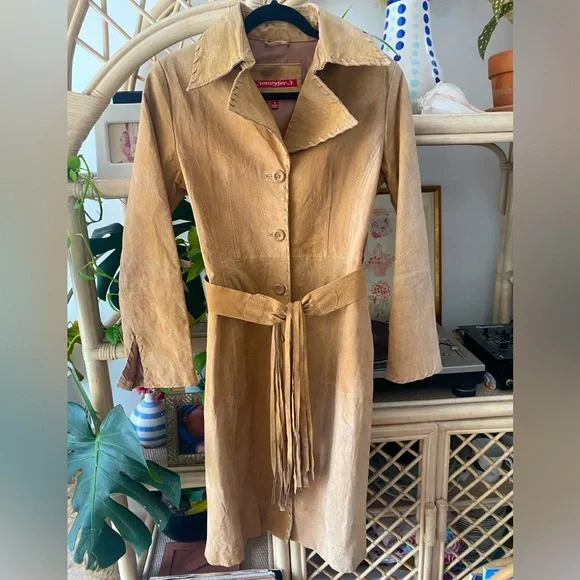 Leather Y2K vintage fringe coat - Picture 1 of 11